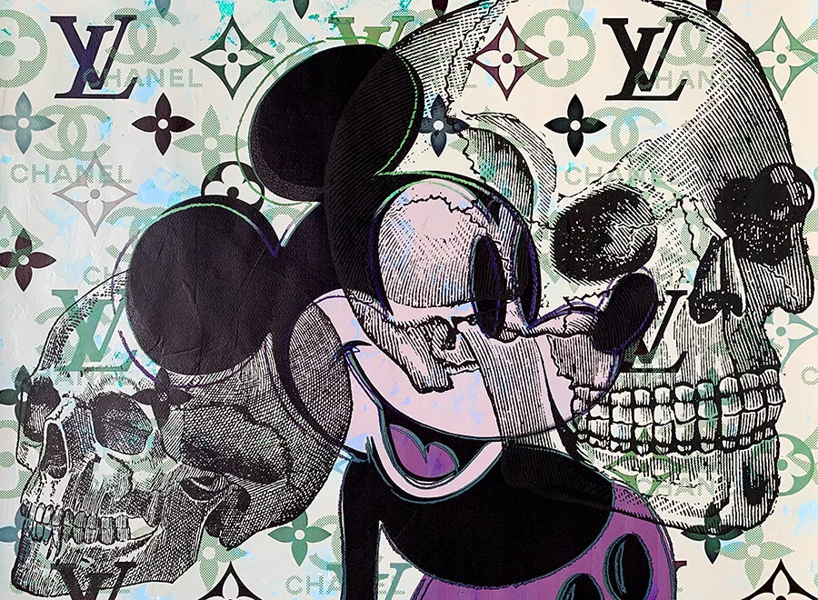 Mickey Mouse Disaster in Purple & Green Pop Art Street Art